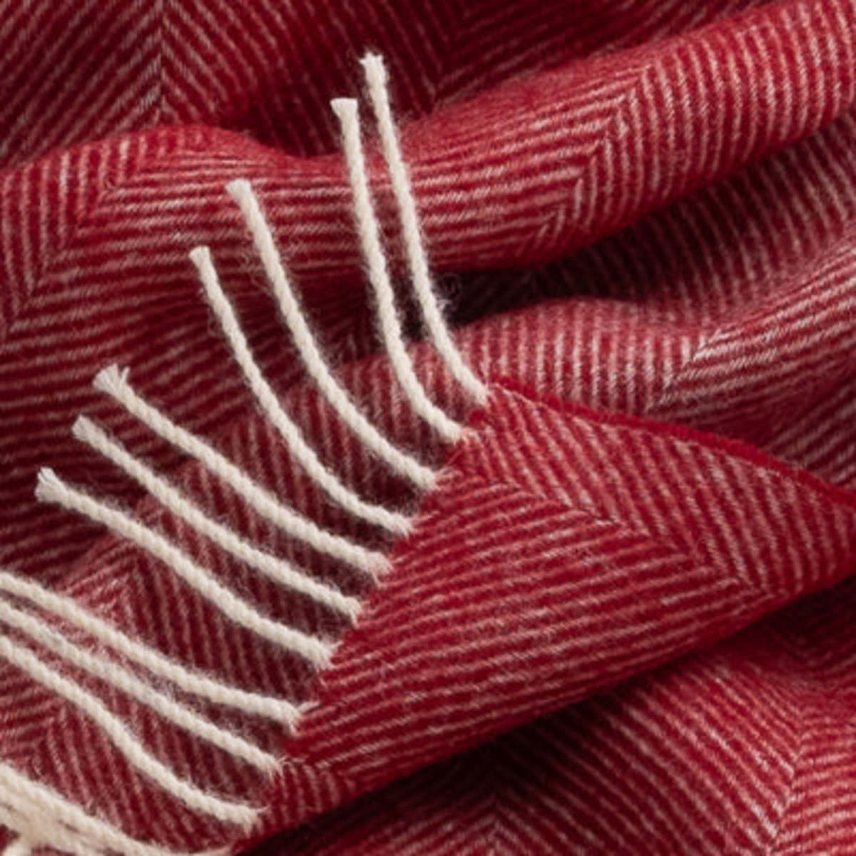 Prince of Scots Southampton Home Shetland Lambswool Herringbone Throw Blanket - Cherry - Image 2 of 2
