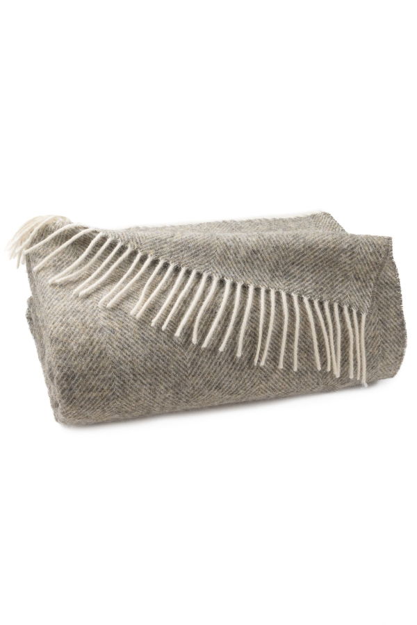 Prince of Scots Southampton Home Shetland Lambswool Herringbone Throw - Estate Grey