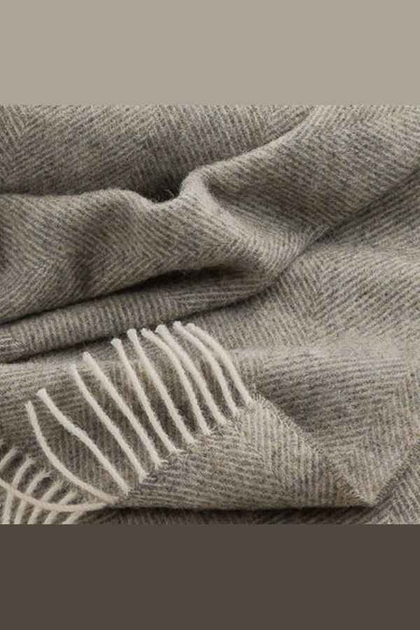 Prince of Scots Southampton Home Shetland Lambswool Herringbone Throw - Estate Grey