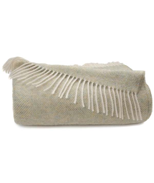 Prince of Scots Southampton Home Shetland Lambswool Herringbone Throw Blanket - Meadow