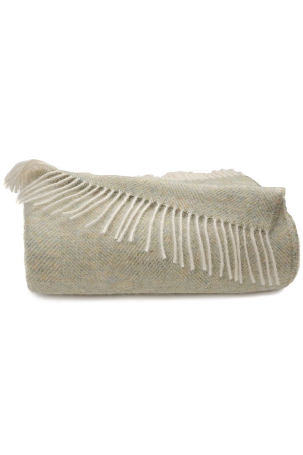 Prince of Scots Southampton Home Shetland Lambswool Herringbone Throw Blanket - Meadow