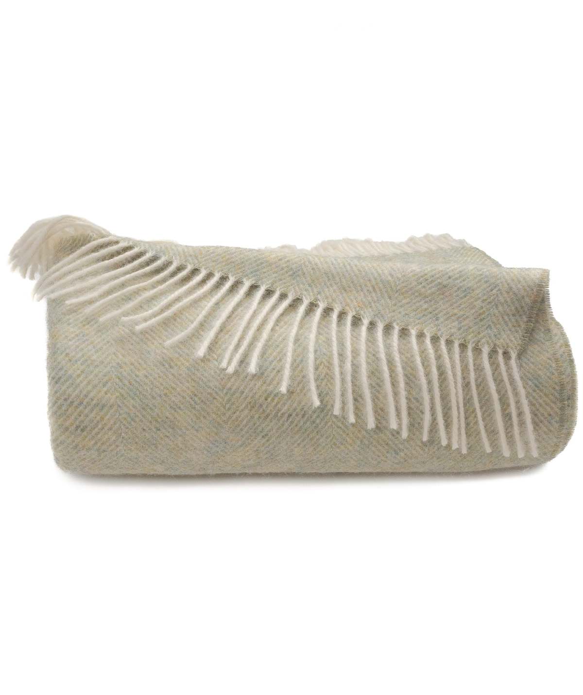 Prince of Scots Southampton Home Shetland Lambswool Herringbone Throw Blanket - Meadow - Image 1 of 5