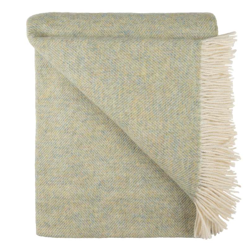 Prince of Scots Southampton Home Shetland Lambswool Herringbone Throw Blanket - Meadow