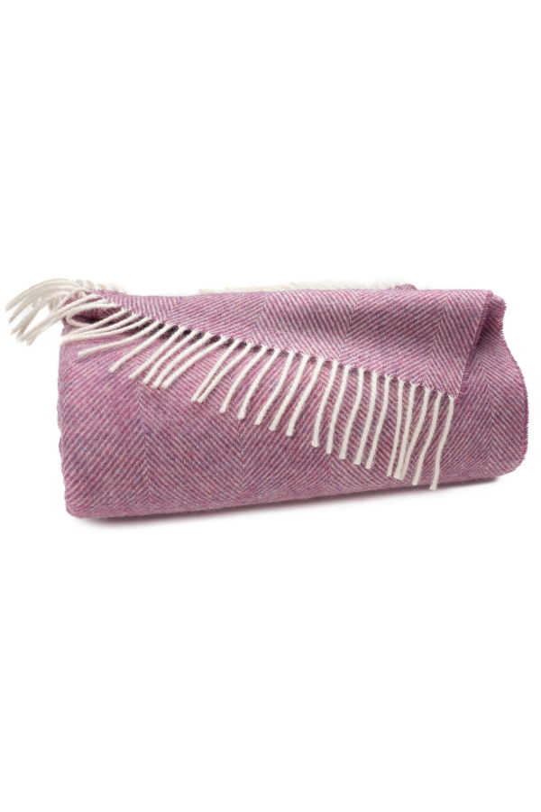 Prince of Scots Southampton Home Shetland Lambswool Herringbone Throw Blanket - Petal Pink