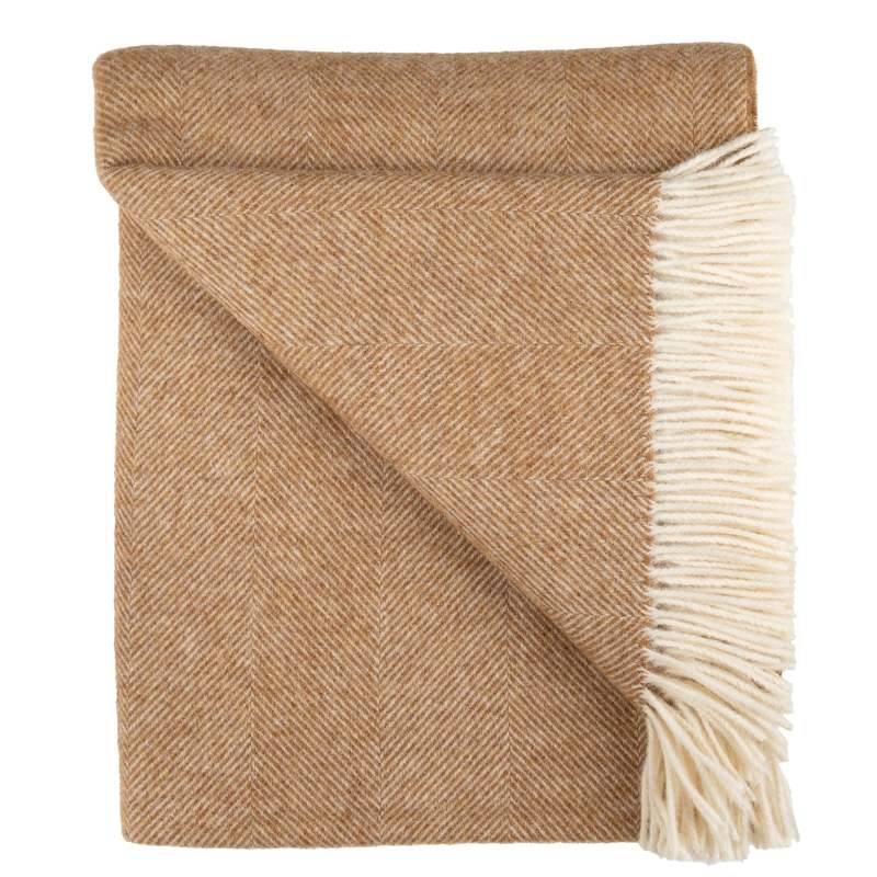 Prince of Scots Southampton Home Shetland Lambswool Herringbone Throw Blanket - Rust