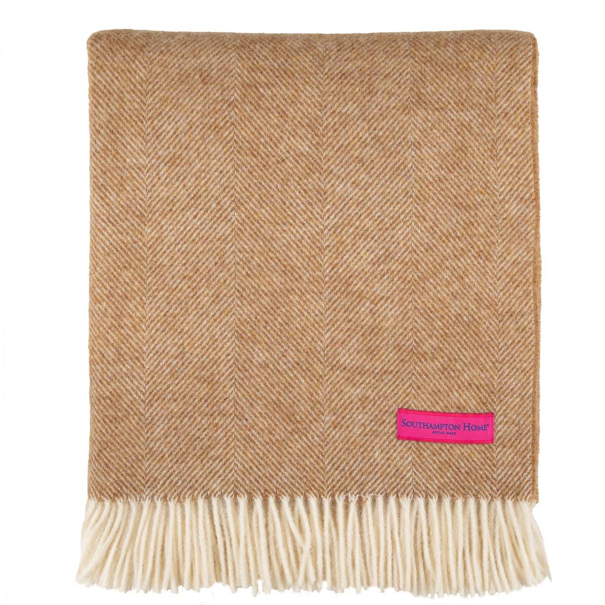 Prince of Scots Southampton Home Shetland Lambswool Herringbone Throw Blanket - Rust - Image 4 of 6