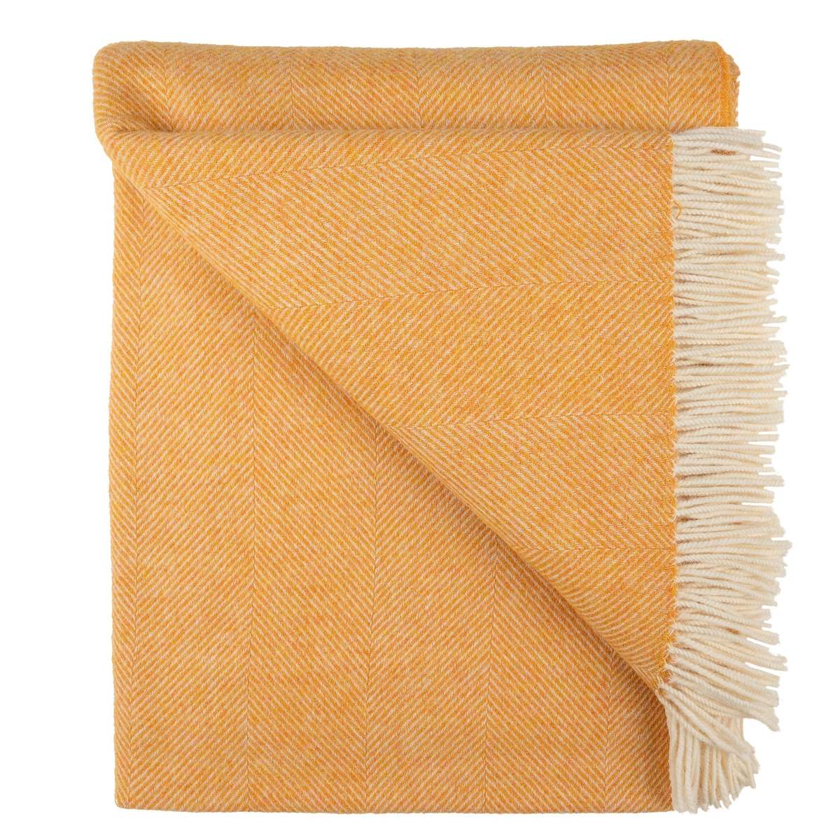 Prince of Scots Southampton Home Shetland Lambswool Herringbone Throw Blanket - Tangerine - Image 2 of 5