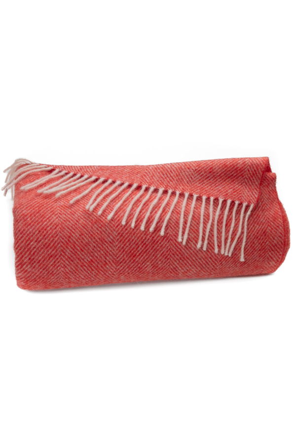 Prince of Scots Southampton Home Shetland Lambswool Herringbone Throw Blanket - Watermelon