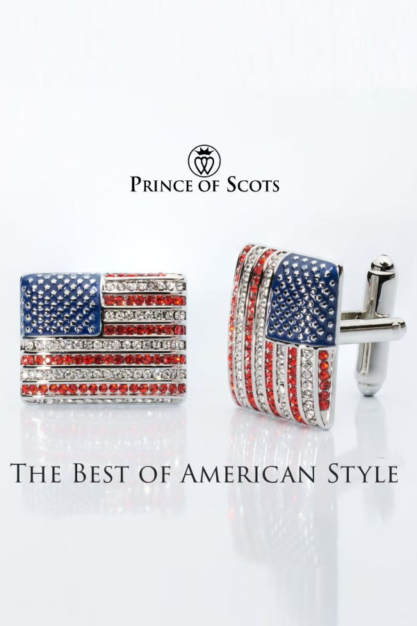 Prince of Scots Stars & Stripes Crystal Cufflinks