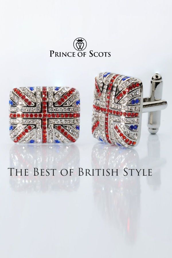 Prince of Scots Union Jack Crystal Cufflinks