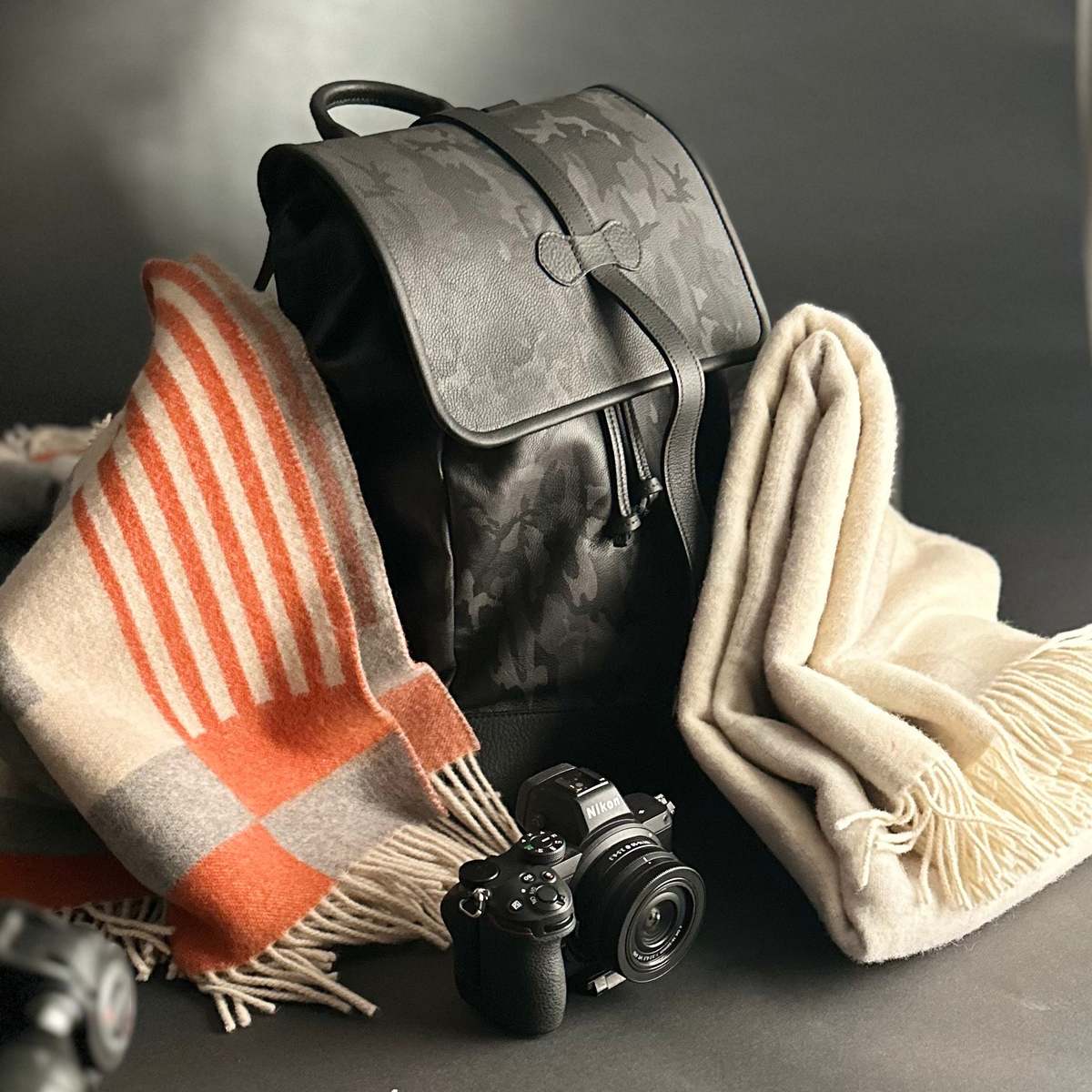 Prince of Scots Wanderlust Cotswold Leather Backpack - Grey Camo - Image 1 of 1