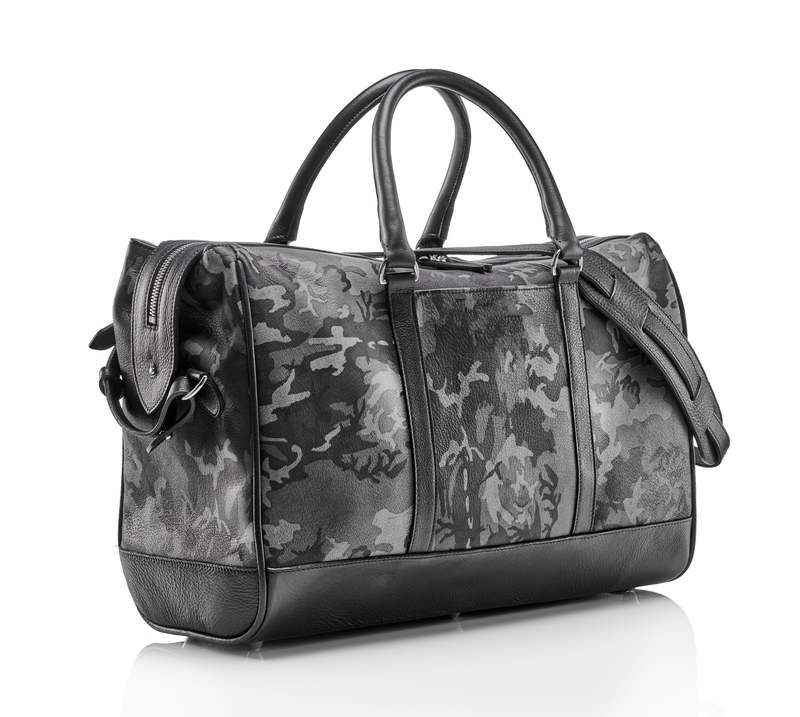 Prince of Scots Wanderlust Leather Weekender Bag - Grey Camo