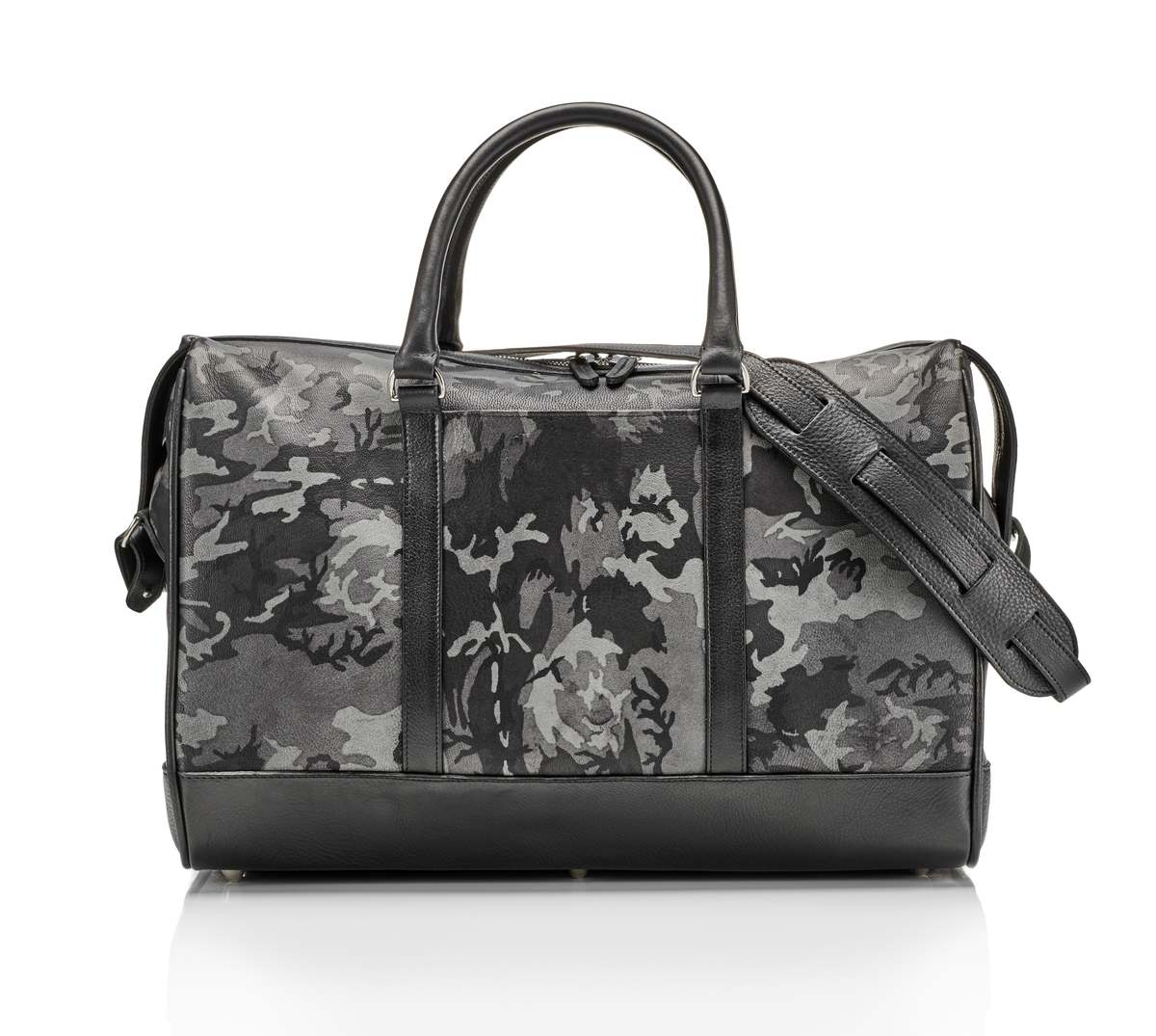 Prince of Scots Wanderlust Leather Weekender Bag - Grey Camo - Image 4 of 5