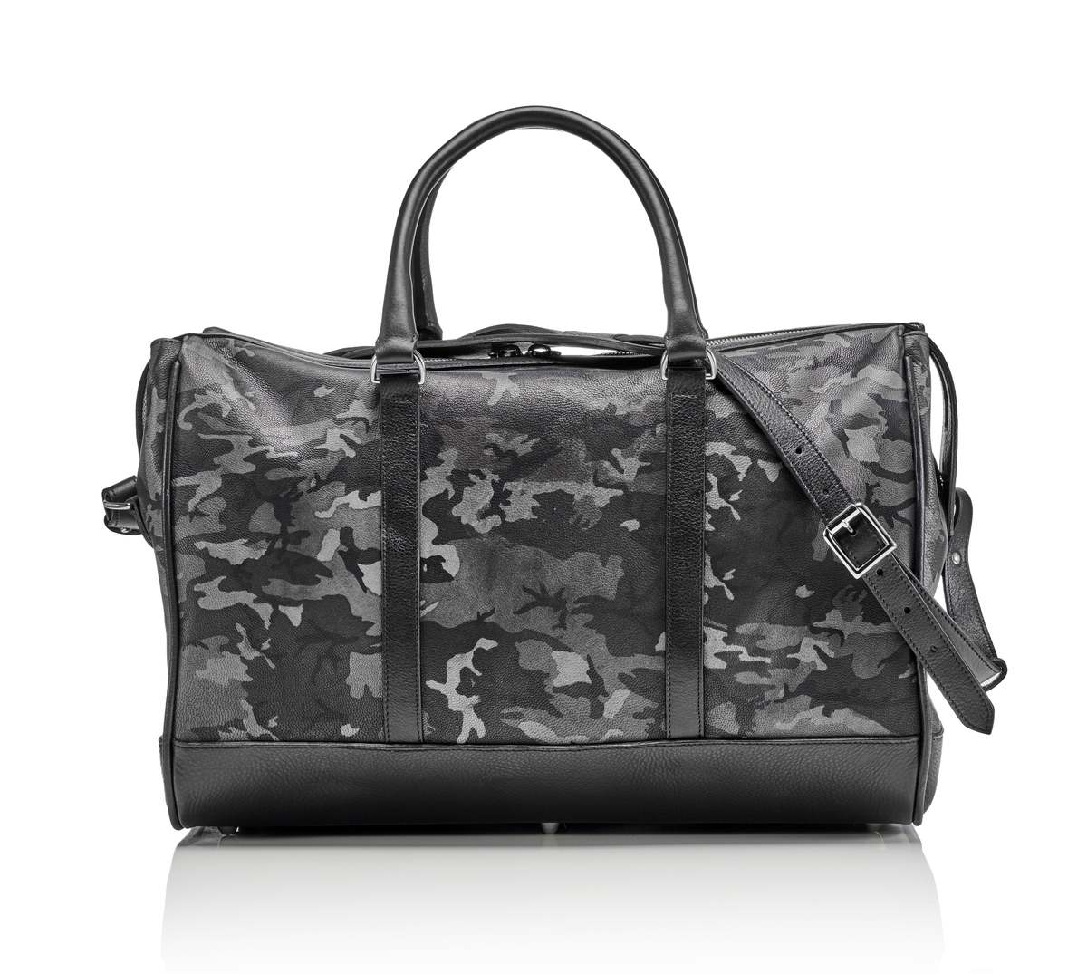 Prince of Scots Wanderlust Leather Weekender Bag - Grey Camo - Image 5 of 5