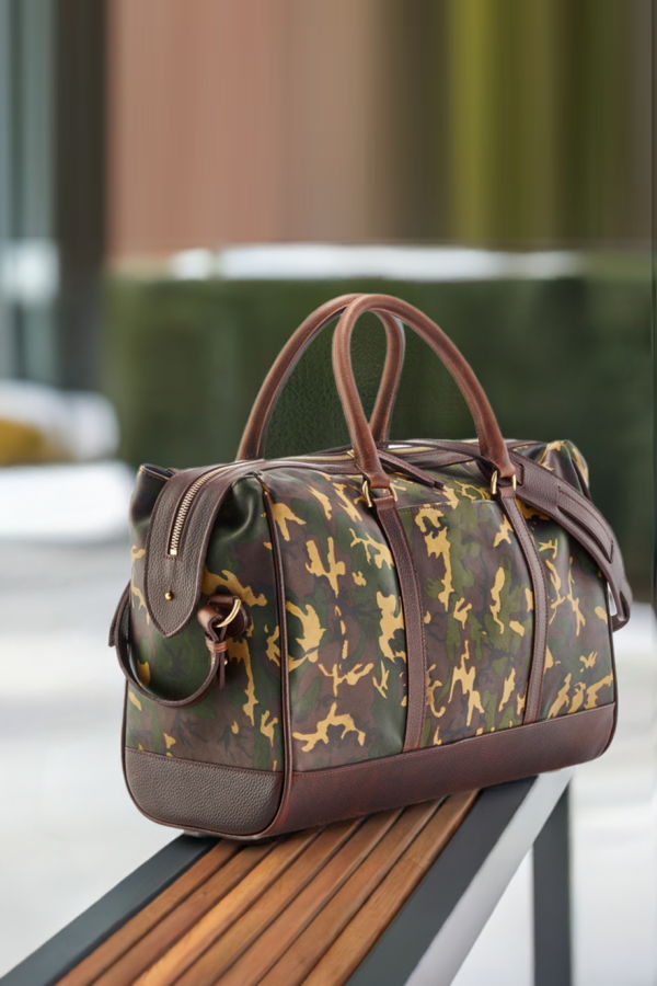 Prince of Scots Wanderlust Leather Weekender Bag - Tan Camo