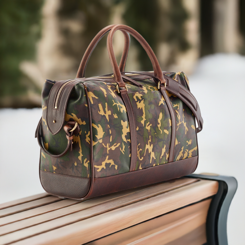 Prince of Scots Wanderlust Leather Weekender Bag - Tan Camo