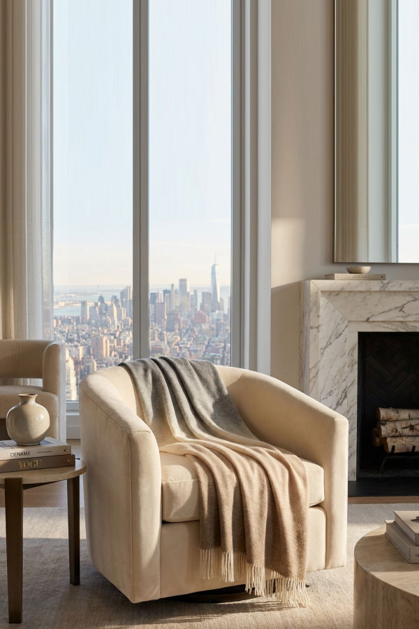 Prince of Scots Whisper Ombre Merino Wool Throw - Fog