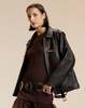 Cynthia Rowley Winona Leather Oversized Jacket - Brown - Thumbnail 1