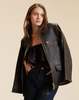 Cynthia Rowley Winona Leather Oversized Jacket - Brown - Thumbnail 2