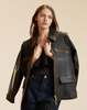 Cynthia Rowley Winona Leather Oversized Jacket - Brown - Thumbnail 3