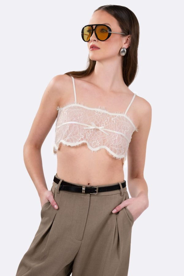 Nonchalant Label Clarissa Crop Top - Ivory
