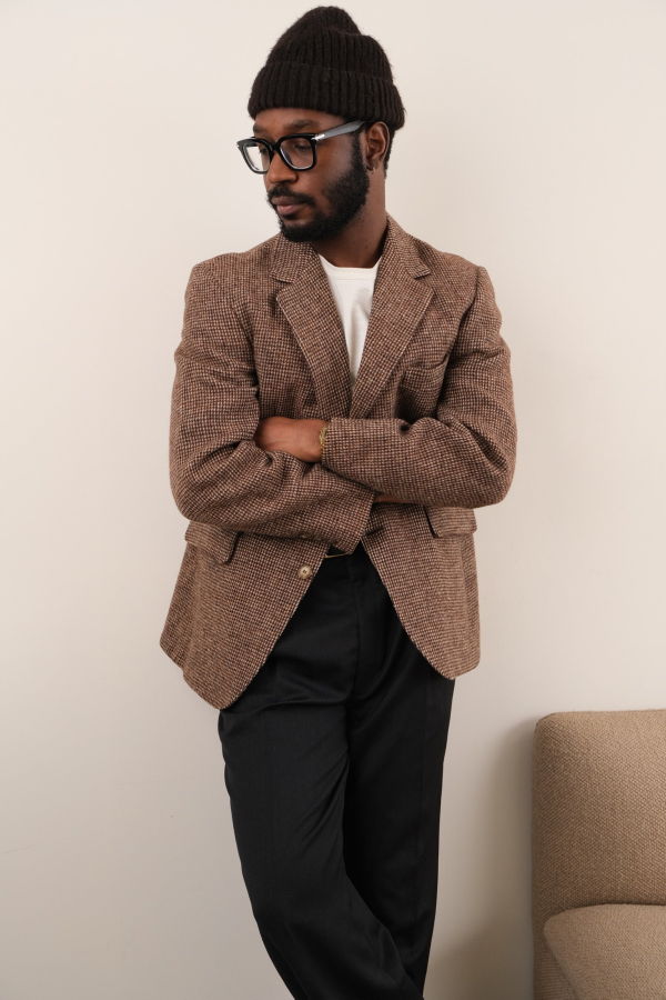 Vintage Hermine Vintage 80s Hickory Pure Wool Two Button Blazer - Brown