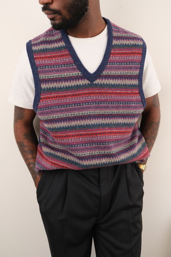 Vintage 90s Italian Wool Blend Sweater Vest - Purple