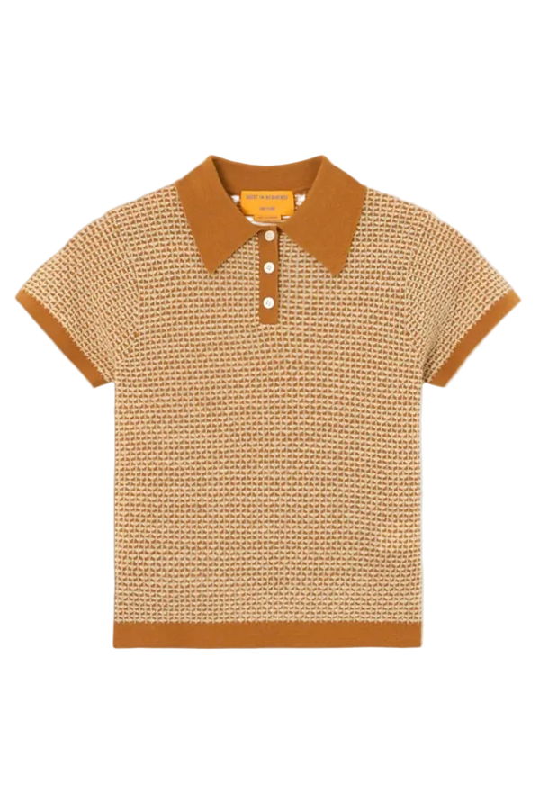 Guest in Residence Pique Shrunken Polo Sweater - Suede Combo