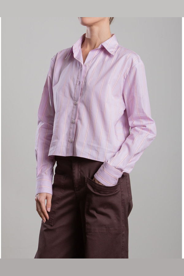 Pharaoh Enzo Shirt in Japanese Stripe - Lilac