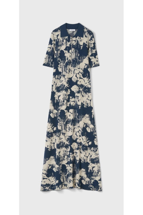 Rodebjer Clover Denim Flower Dress - Navy/Sand