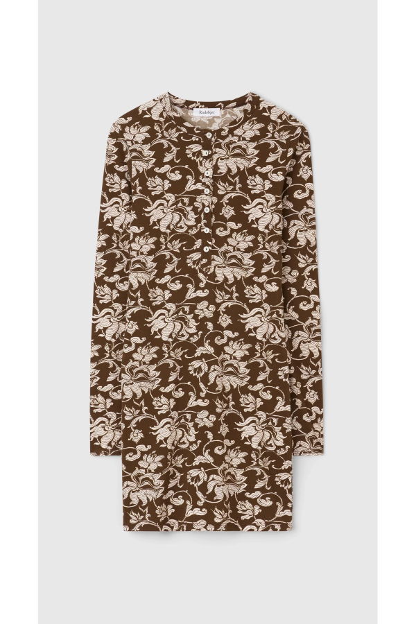 Rodebjer Kiara Henley Shirt Dress - Brown/Cream