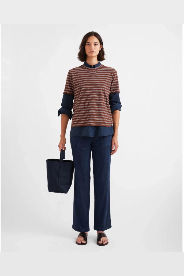 Kule The Modern Tee - Brown/White Mixed Stripe