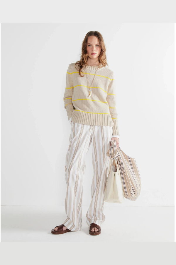 Kule The Tatum Sweater - Khaki/Yellow Ministripe