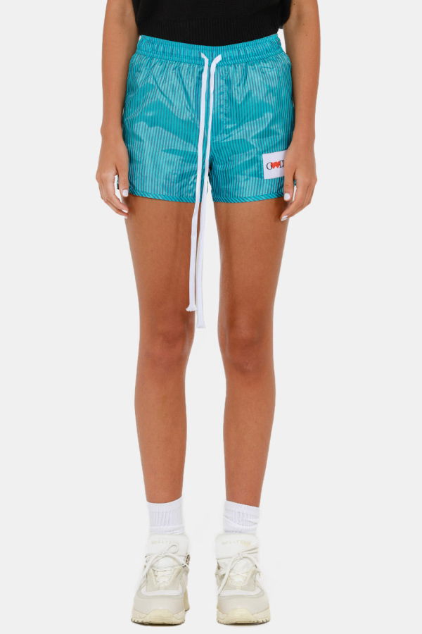 XOXOGOODBOY Heart Logo Patch Striped Shorts - Blue