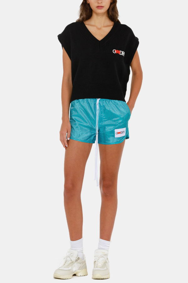 XOXOGOODBOY Heart Logo Patch Striped Shorts - Blue