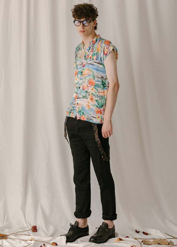 Geoffrey B. Small Darted Capsleeve Shirt - h.w. floral print
