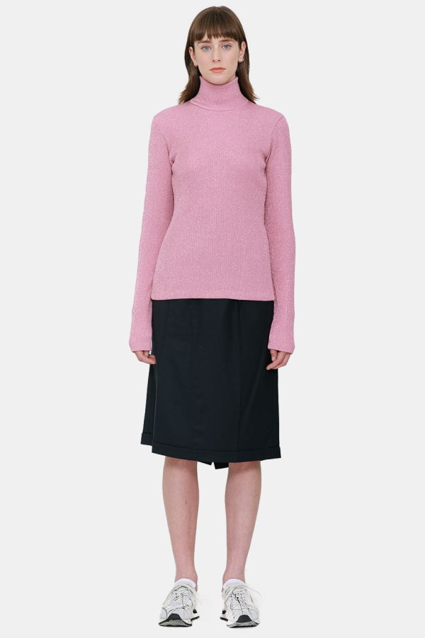 MM6 Maison Margiela Metallic Turtleneck Sweater - Pink