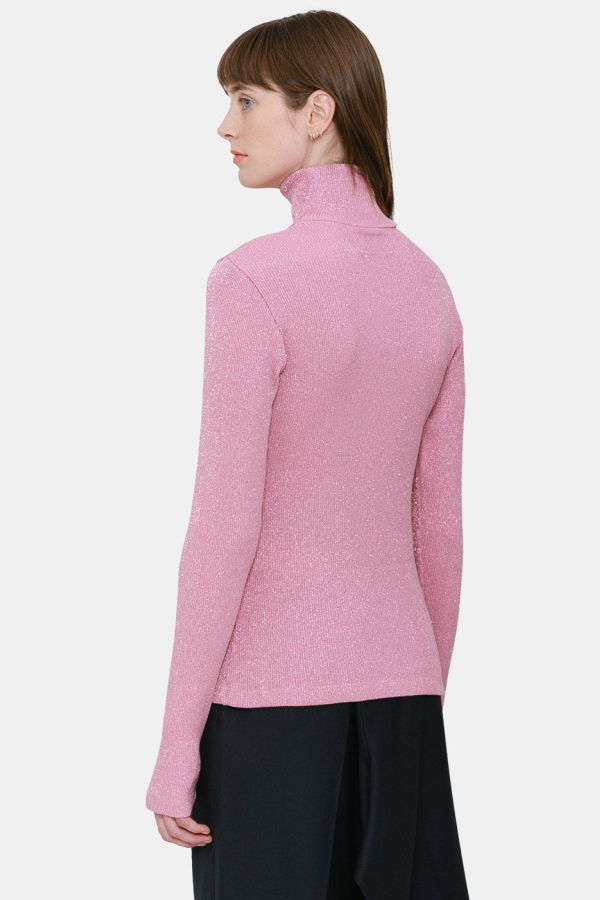 MM6 Maison Margiela Metallic Turtleneck Sweater - Pink