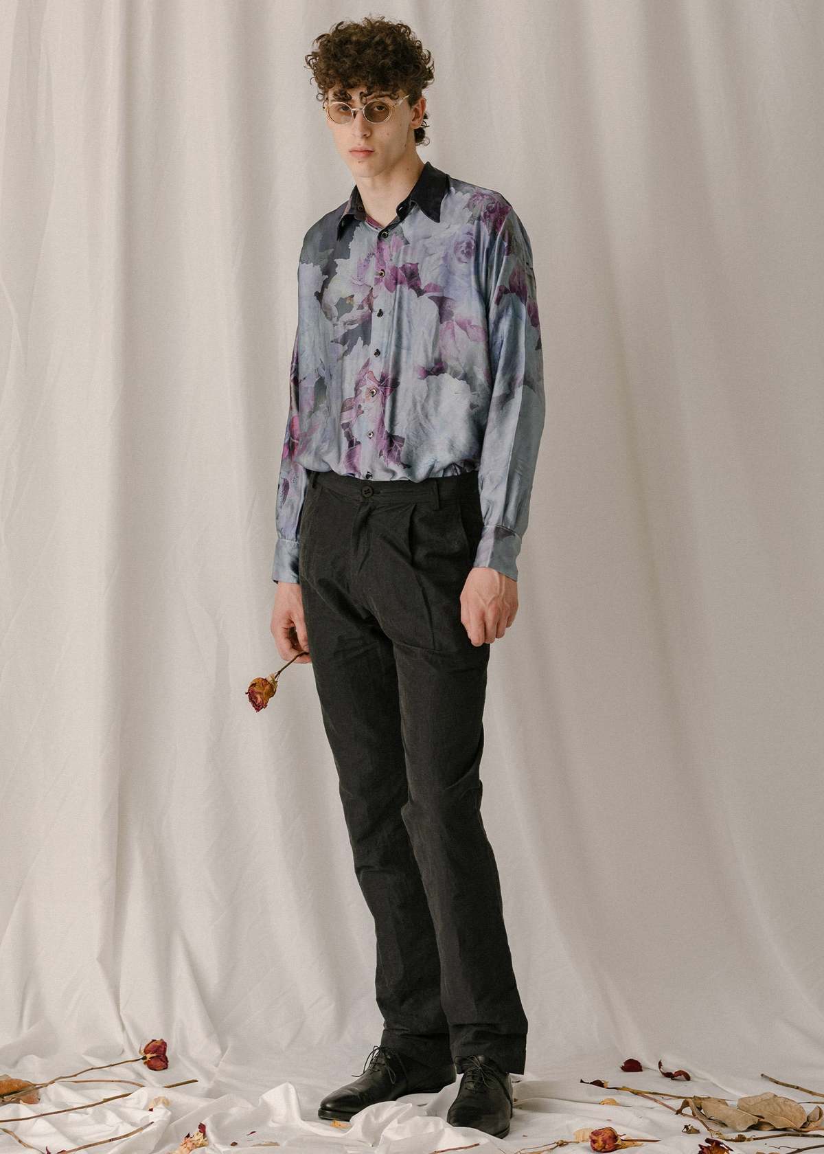 Geoffrey B. Small Pleated Narrow Leg Trousers - H.D Dark Blue - Image 1 of 5