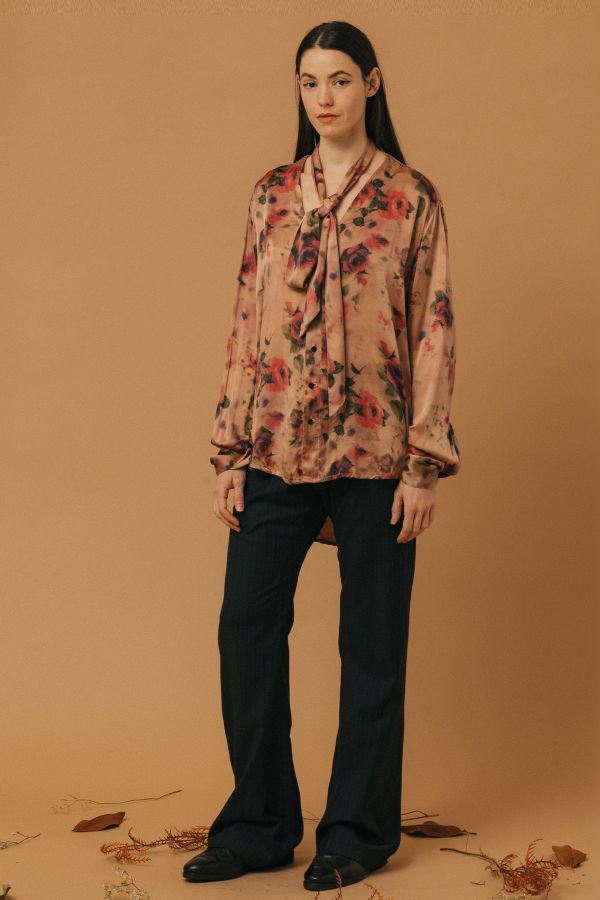 Geoffrey B. Small Removable Collar Tie Shirt - H. Dyed Tea Floral Print