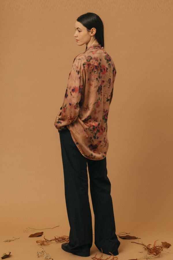 Geoffrey B. Small Removable Collar Tie Shirt - H. Dyed Tea Floral Print