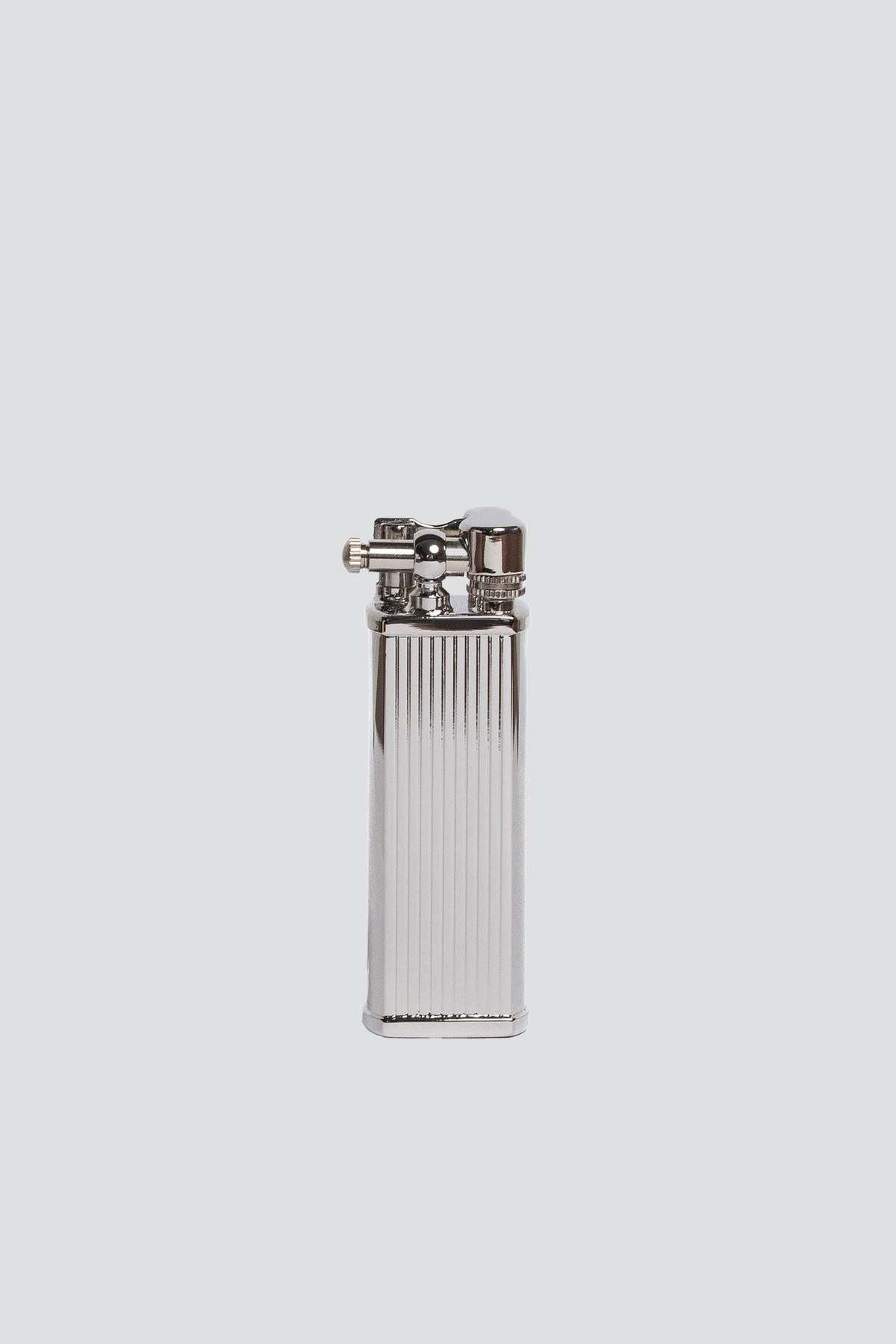 Tsubota Pearl Silver Stripe Bolbo Petrol Lighter - Silver - Image 1 of 2