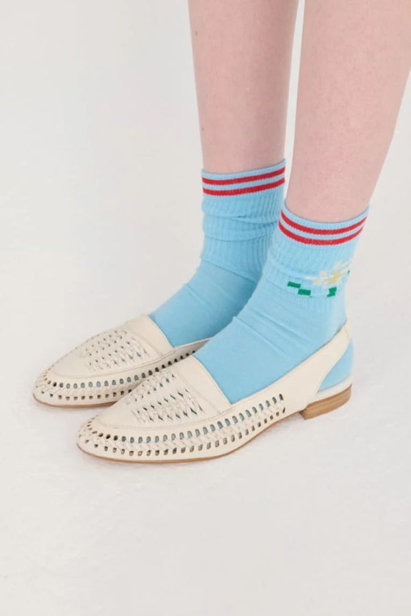 Bobo Choses Braided Leather Slingback Shoes - Off White