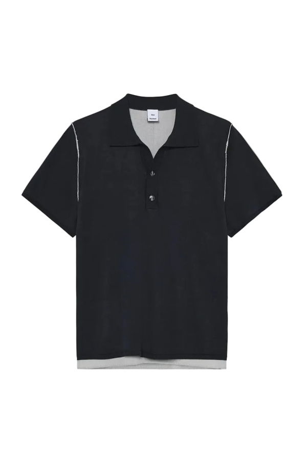 Won Hundred Jonas Two Layer Knit Polo - Black