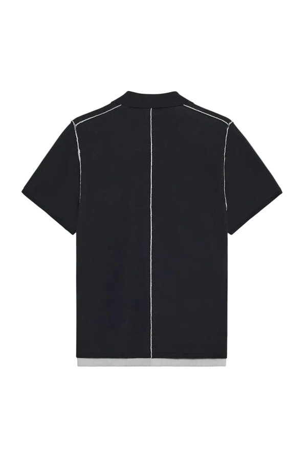Won Hundred Jonas Two Layer Knit Polo - Black