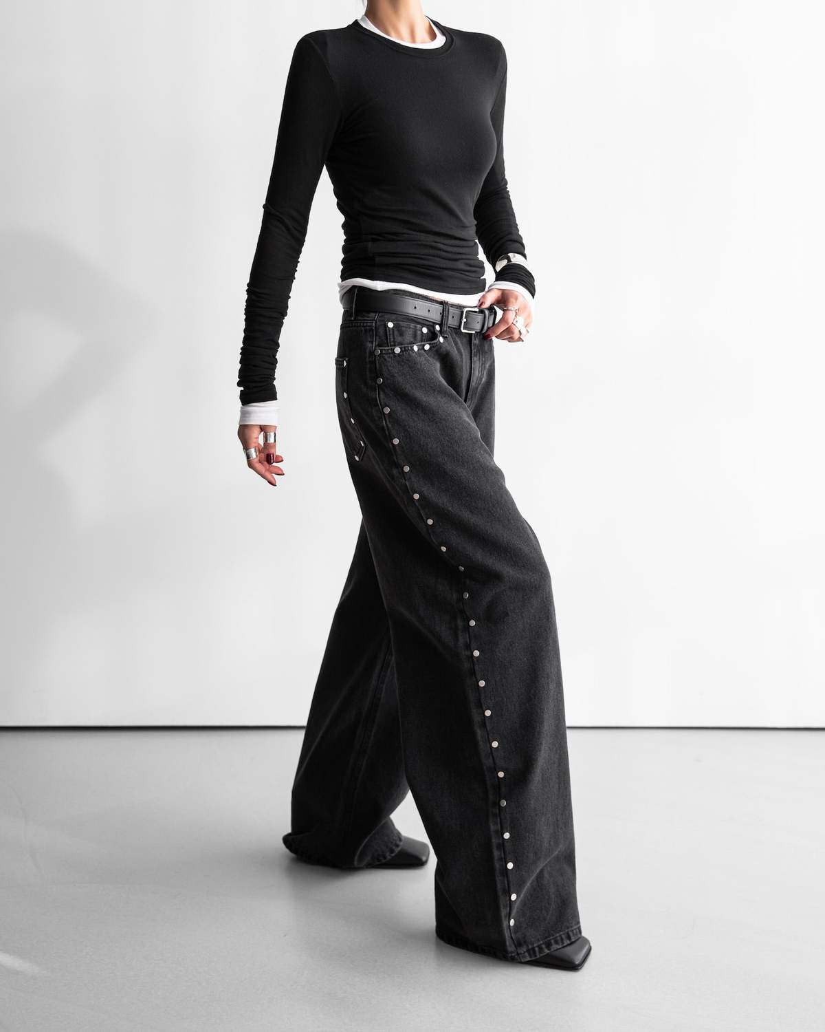 The NKC Store Selene Studded Pants - Black Denim - Image 2 of 6