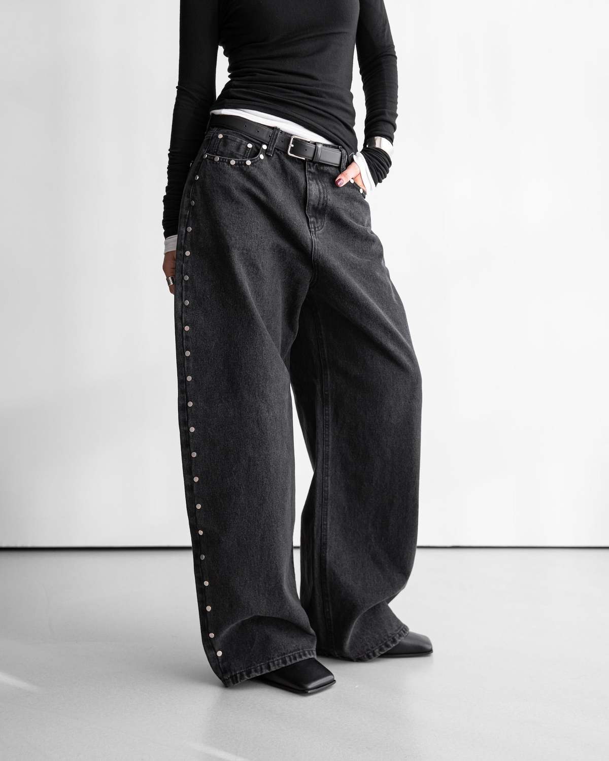 The NKC Store Selene Studded Pants - Black Denim - Image 3 of 6