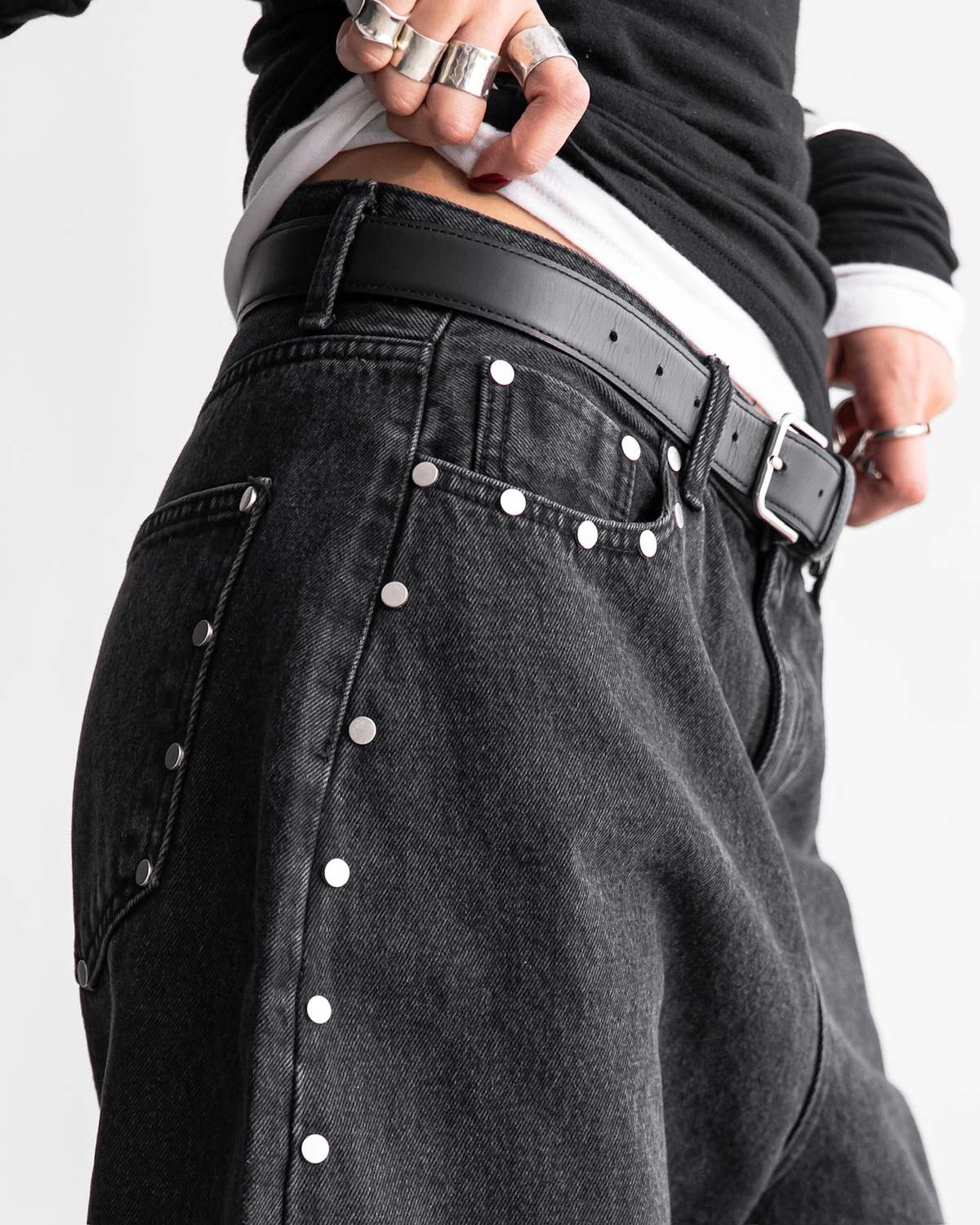 The NKC Store Selene Studded Pants - Black Denim - Image 5 of 6