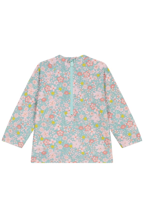 KIDS Petit Bateau Baby Spray Blue Floral Print Swim Shirt