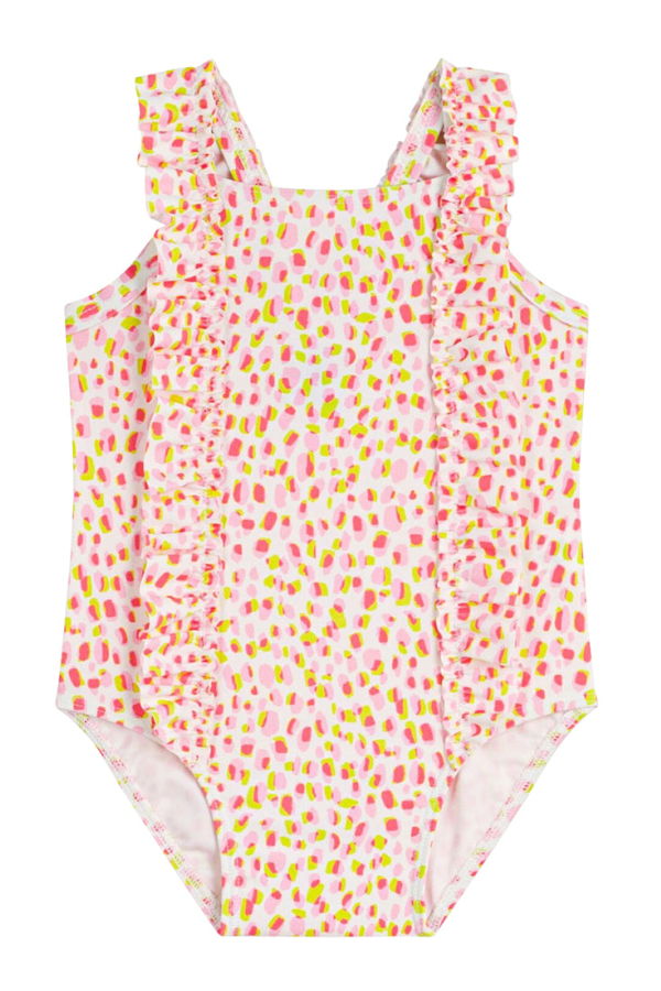KIDS Petit Bateau Baby Pink and Yellow Dot Print Swimsuit - Multicolour